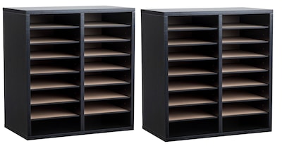 AdirOffice 500 Series 16-Compartment Literature Organizers, 20 x 11.8, Black (500-16-BLK-2PK)