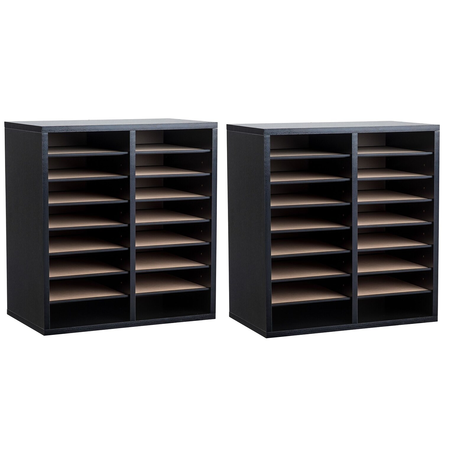 AdirOffice 500 Series 16-Compartment Literature Organizers, 20 x 11.8, Black, 2/Pack (500-16-BLK-2PK)