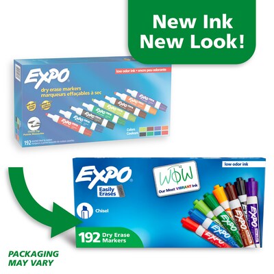 Expo Dry Erase Markers, Chisel Tip, Assorted Colors, 192/Pack (2003995)