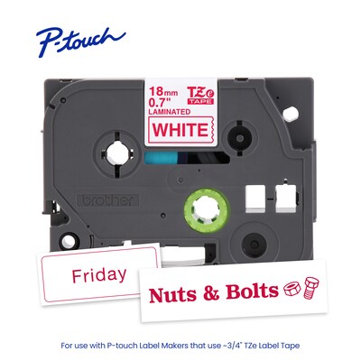 Brother P-touch TZe Laminated Label Tape, 0.7 x 26.2, White (TZE242G)