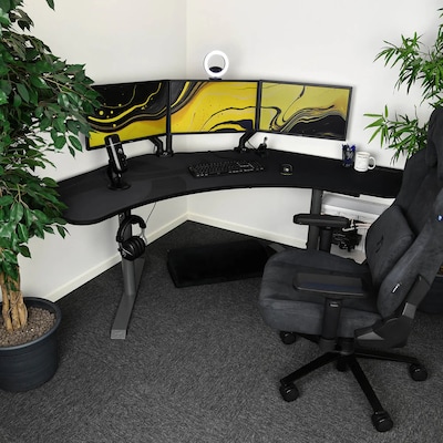 Arozzi Arena Angelo Corner Gaming Desk, Gunmetal (ARENAANGELOGMM)