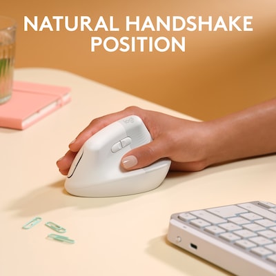 Logitech Lift for Mac Wireless Ergonomic Vertical Optical Bluetooth & USB Mouse, White (910-006471)