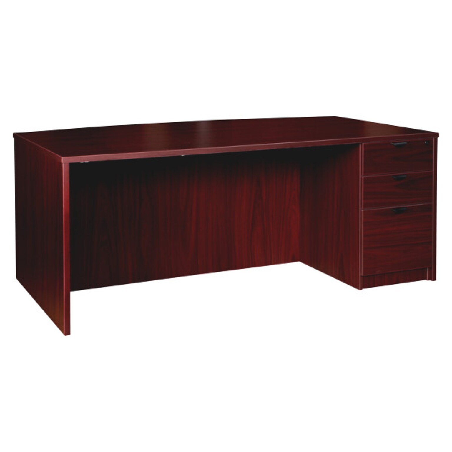 Lorell Prominence 2.0 Bowfront Right-Pedestal Desk, 42D x 72W x 29H, Mahogany (LLRPD4272RSPMY)