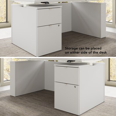 Bush Business Furniture Stratus 60"W Electric Adjustable Standing Desk with File Cabinet, White (SUT007WH)