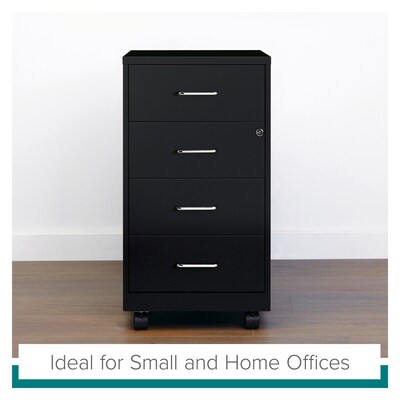Space Solutions 18" 4-Drawer Metal Mobile Organizer, Locking, Black (22792)