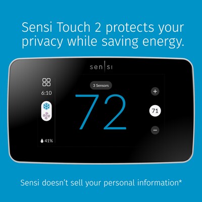 Sensi Touch 2 Smart Programmable Wi-Fi Thermostat, Works with Alexa, White Beveled Edge (ST76W)
