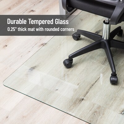 Mind Reader Carpet & Hard Floor Chair Mat, 36" x 46", Clear Tempered Glass (TGC4636-CLR)
