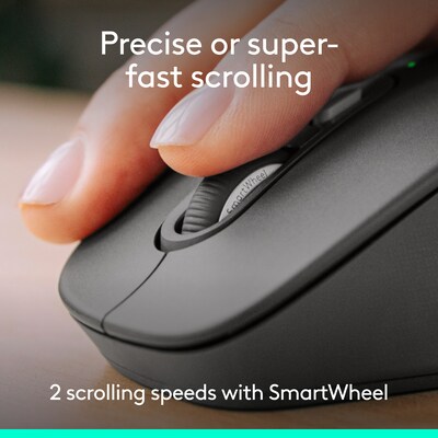 Logitech Signature Comfort Plus M850 L for Business Wireless Curved Ergonomic USB-C Optical Mouse, Graphite (910-007703)