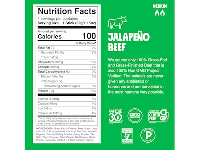 Chomps Jalapeno Beef Meat Stick, 1.15 oz., 24/Box (CJ24)