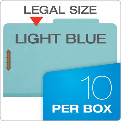 Pendaflex Heavy Duty Pressboard Classification Folder, 3-Dividers, 3 1/2" Expansion, Legal Size, Blue, 10/Box (29094)