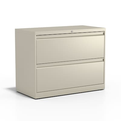 Quill Brand® Commercial 2 File Drawers Lateral File Cabinet, Locking, Putty/Beige, Letter/Legal, 36