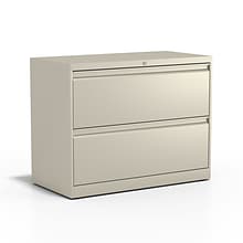 Quill Brand® Commercial 2 File Drawers Lateral File Cabinet, Locking, Putty/Beige, Letter/Legal, 36