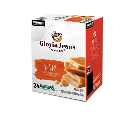 Gloria Jean's Coffees Butter Toffee Coffee, Keurig K-Cup Pod, Medium Roast, 96/Carton (60051-012CT)