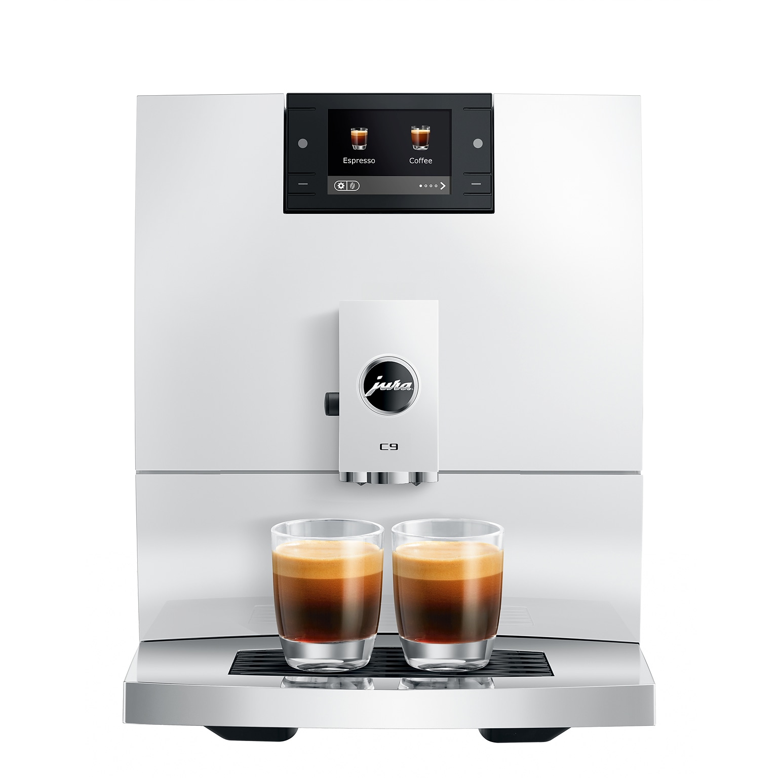 Jura C9 2-Cups Coffee & Espresso Machine Combination, Piano White (15738)