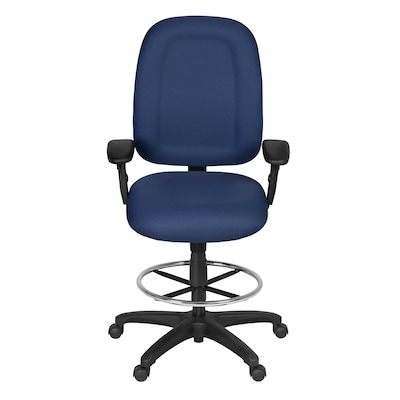 Regency Comfort Series Fabric Drafting Chair with Footrest and Lumbar Support, Navy Blue (125-DK-NV)