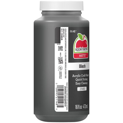 Apple Barrel Acrylic Paint Matte, 16oz., Black, 3/Pack(APP21148E-3)