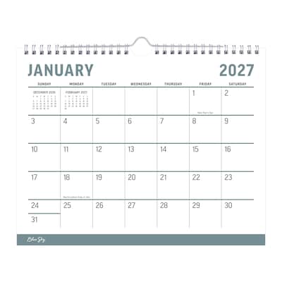 2027 Blue Sky 8.75 x 11 Monthly Wall Calendar, Gray/White (160978)