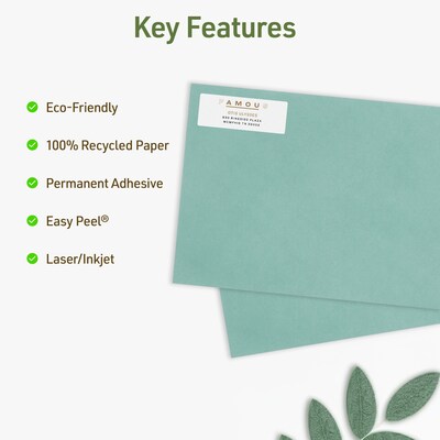 Avery EcoFriendly Return Address Labels, Matte White, 2/3 x 1-3/4, Laser/Inkjet, 60 Labels/Sheet, 600 Labels Total (48806)