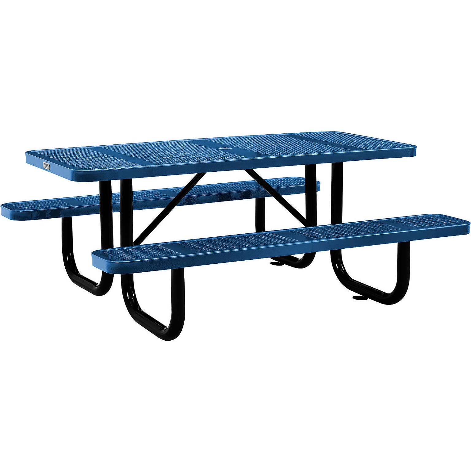 Global Industrial 6 Rectangular Outdoor Steel Picnic Table, Perforated Metal, Blue (694553BL)