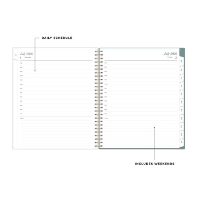 2026-2027 Blue Sky Vineyard 8 x 10 Academic Year Daily & Monthly Planner, Plastic Cover, Green/Pink (157559)