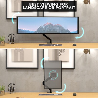Mount-It! Adjustable Single Monitor Desk Mount with Gas Spring Arm, Up to 57" Monitor, Black (MI-4891)