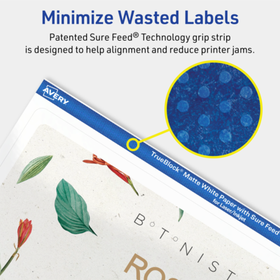 Avery TrueBlock Laser/Inkjet Rectangle Multipurpose Labels, 5" x 8-1/8", White, 100/Box (94259)