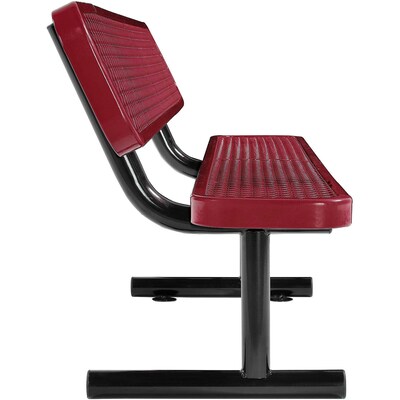 Global Industrial 6' Outdoor Steel Bench w/ Backrest, Expanded Metal, Red (277154RD)