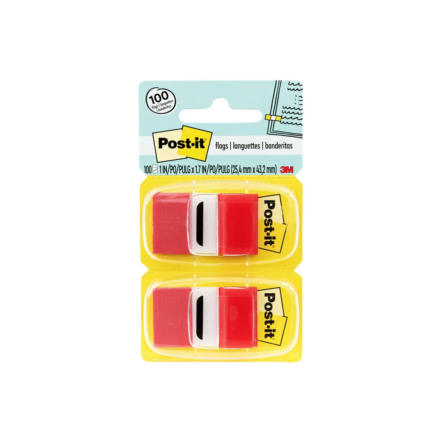 Post-it® Flags Value Pack, 1 x 1.7, Red, 50 Flags/Dispenser, 12 Dispensers/Box (680-RD12)