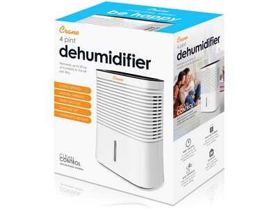 Crane 1.27-Pint Portable Dehumidifier, 2-Speed, Covers up to 300 sq. ft., White (EE-1000)