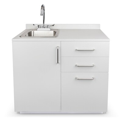 Viva Comfort 36.32H x 36W Exam Room Medical Cabinet With Sink, 3-Drawers, Gray (ADI902-B-36-L-GRY)