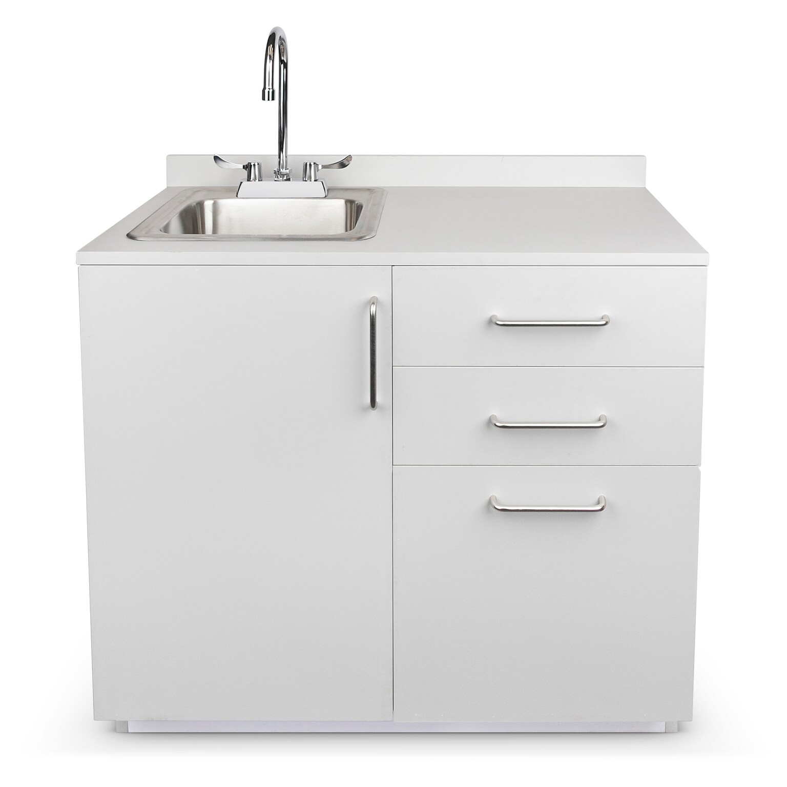 Viva Comfort 36.32H x 36W Exam Room Medical Cabinet With Sink, 3-Drawers, Gray (ADI902-B-36-L-GRY)