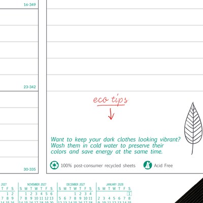 2027 Brownline EcoLogix 22" x 17" Monthly Desk Pad Calendar, White/Green (C177437-27)