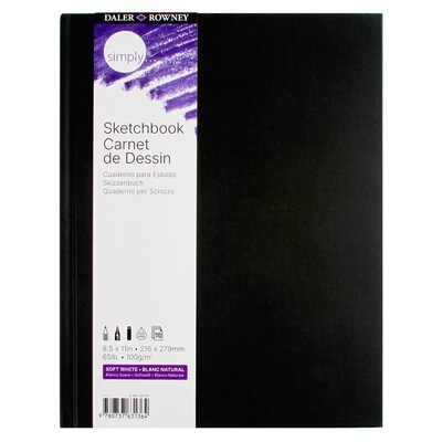 Daler-Rowney Simply 8.5 x 11 Hard Bound Sketch Book, 110 Sheets/Book, 3/Bundle (DRWD481100811-3)