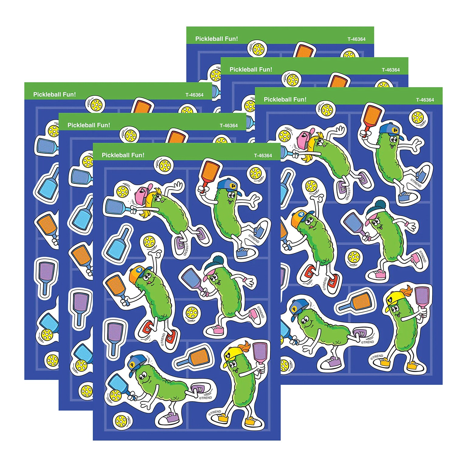 Trend Enterprises Pickleball Fun! superShapes Stickers - Large, Multicolored, 104/Pack, 6/Packs/Bundle (T-46364-6)