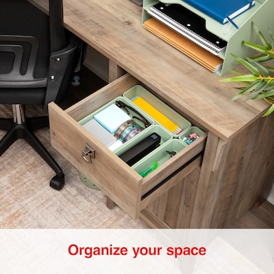 Staples 8-Piece Plastic Drawer Organizer Set, Sage Green (ST63891)