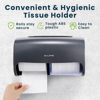 Alpine Industries Side-by-Side Double Roll Toilet Tissue Dispenser, Gray, 2/Pack (452-GRY-2PK)