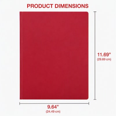 Staples Matte Plastic 2-Pocket Portfolio Folder with Fasteners, Letter Size, Red