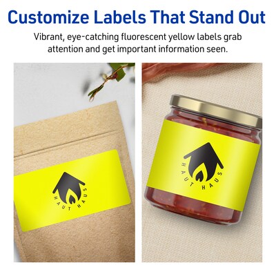 Avery Laser/Inkjet Multipurpose Rectangle Labels, 4" x 6", Neon Yellow, 80/Pack (94278)