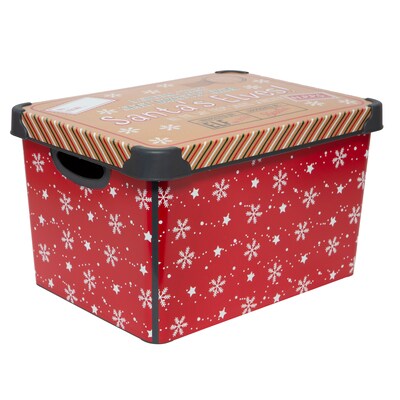 Simplify Santas Elves Storage Tote Bin with Lid, Plastic, Multicolored (9080-30)