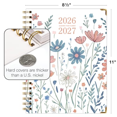 2026-2027 Excello Brands 8.5" x 11" Academic Weekly & Monthly Planner, Paperboard Cover, Colorful Botanicals (NAY27-8511FC-30)