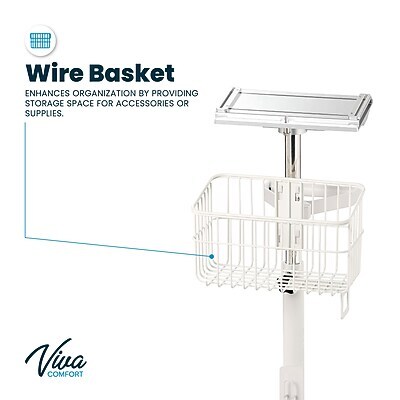 Viva Comfort Rolling Sturdy Compact Mobile Stand for RVS-100 Vital Signs Monitor, White (ADI912-C-MP-04-MK)