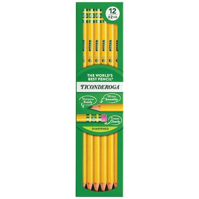 Ticonderoga Pre-Sharpened Wooden Pencil, 2.2mm, #2 Soft Lead, Dozen (X13806X)