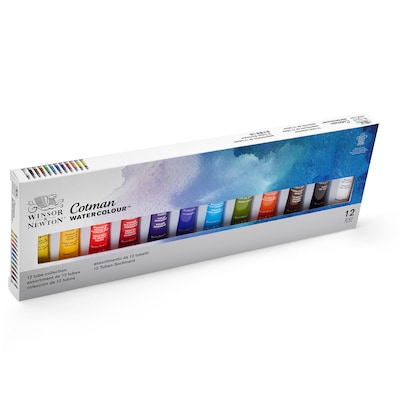 Winsor and Newton Cotman Watercolor Paint Tube Set, Assorted Colors, 8 mL, 12/Set (WNX0390636)