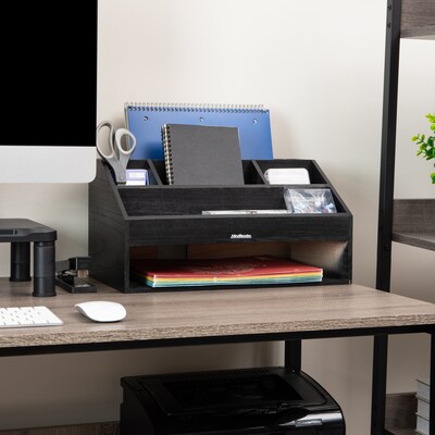 Mind Reader 6-Compartment Desk Organizer, Black (DESKCOMP-BLK)