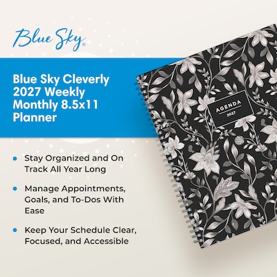 2027 Blue Sky 8.5" x 11" Weekly & Monthly Planner, Black/White (160989)