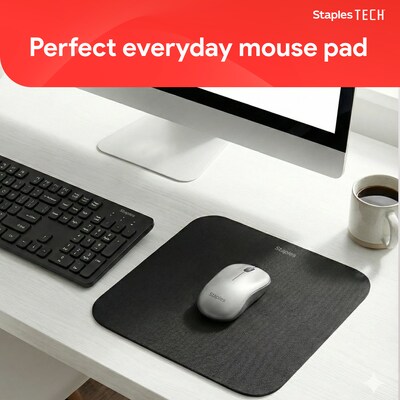 Staples TECH Non-Skid Mouse Pad, Black, 2/Pack (50678)