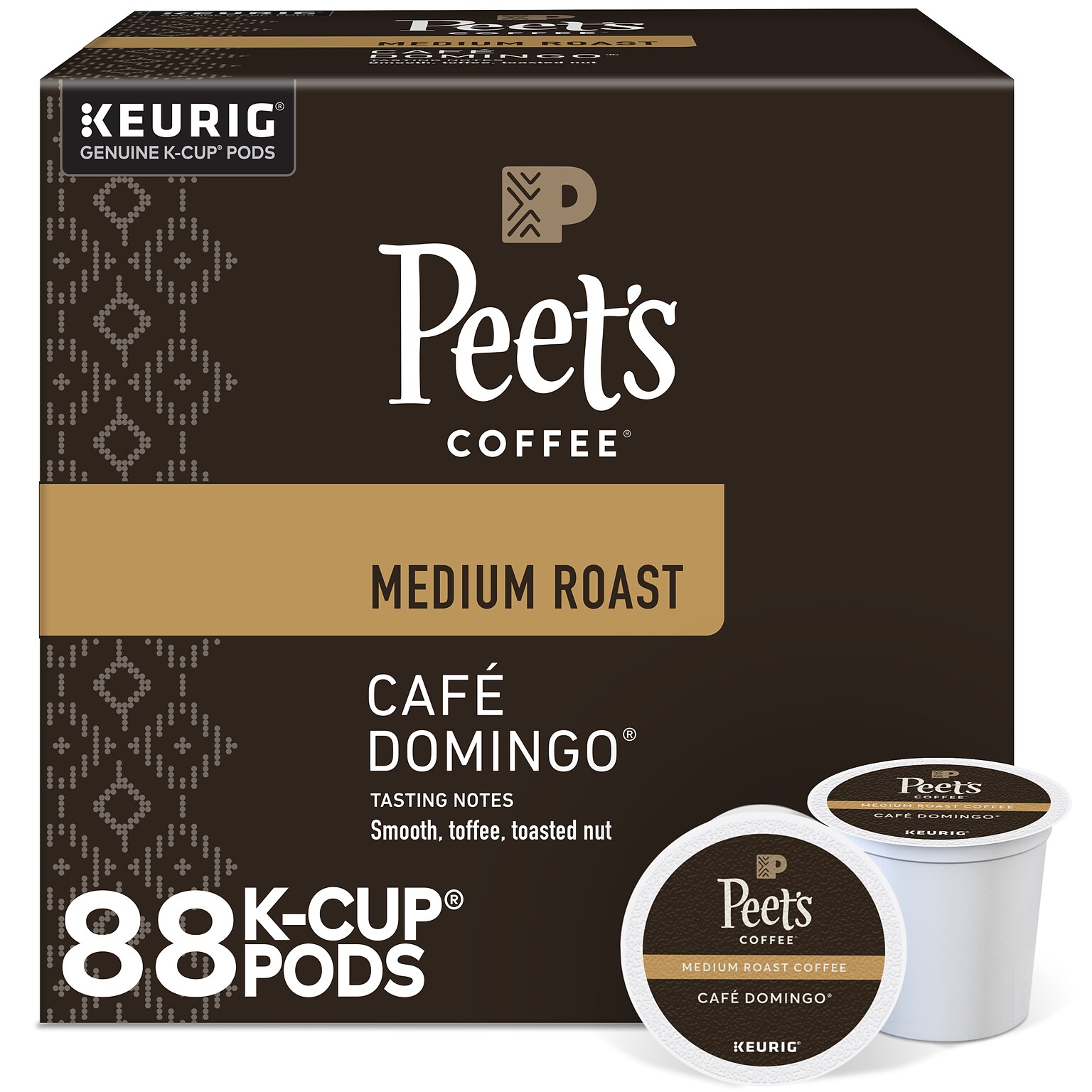 Peets Coffee Cafe Domingo Coffee Keurig K-Cup Pod, Medium Roast, 88/Box (6543CT)