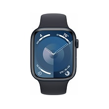 Apple Watch Series 9 (GPS) Smartwatch, 45mm, Midnight Aluminum Case with Midnight Sport Band, S/M (M