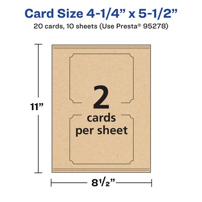 Avery Integrated Cards, 4.25" x 5.5", Matte Kraft Brown, 20/Pack (95278)