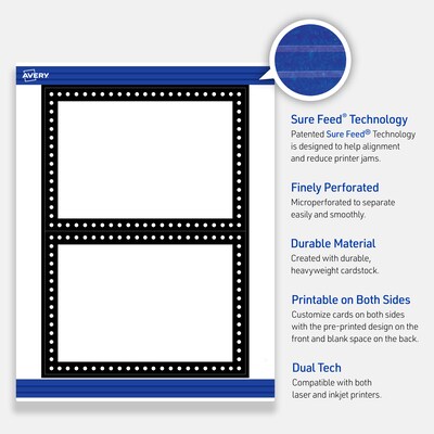 Avery Black and White Polka Dots Matte Blank Card, White, 20/Pack (S00-DKY)